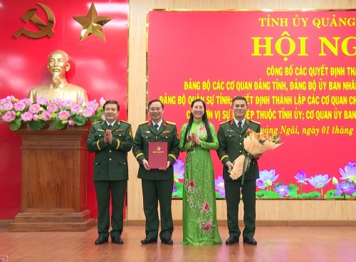 TỈNH UỶ QUẢNG NGÃI CÔNG BỐ QUYẾT ĐỊNH THÀNH LẬP ĐẢNG BỘ QUÂN SỰ TỈNH