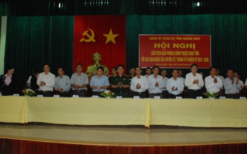 Phòng Chính trị - Bộ chỉ huy quân sự tỉnh tổ chức ký kết và tổng kết quy chế phối hợp và giữa Phòng Chính trị với các Ban Đảng các huyện, Thành ủy nhiệm kỳ 2015 -2020