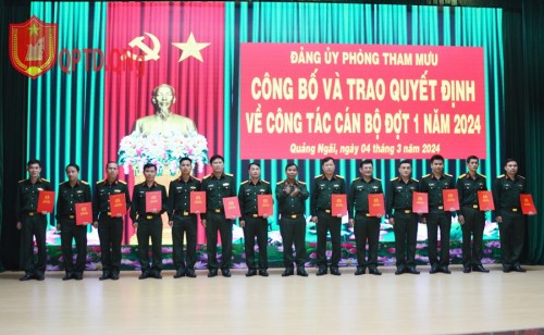  Đảng ủy Phòng Tham mưu, Bộ CHQS tỉnh Quảng Ngãi tổ chức công bố và trao quyết định về công tác cán bộ đợt 1 năm 2024.