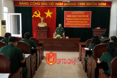 Đảng bộ Quân sự tỉnh tổ chức đợt sinh hoạt chuyên đề, với chủ điểm “Nâng cao ý thức trách nhiệm, hết lòng hết sức phụng sự Tổ quốc, phục vụ Nhân dân theo tư tưởng, đạo đức, phong cách Hồ Chí Minh” 