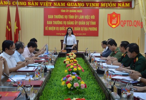 Ban Thường vụ Tỉnh ủy làm việc với Ban Thường vụ Đảng ủy Quân sự tỉnh về nhiệm vụ quốc phòng, quân sự địa phương
