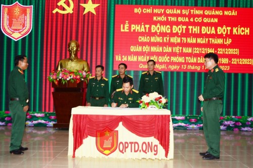 KHỐI THI ĐUA 4 CƠ QUAN BỘ CHQS TỈNH QUẢNG NGÃI PHÁT ĐỘNG ĐỢT THI ĐUA ĐỘT KÍCH