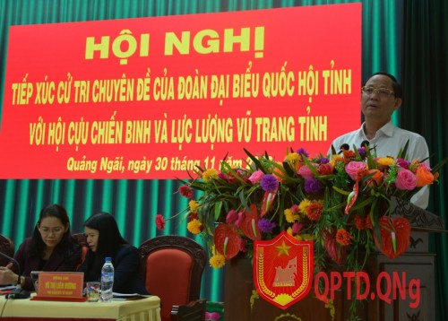 Thượng tướng Trần Quang Phương, Phó Chủ tịch Quốc hội tiếp xúc cử tri chuyên đề Hội cựu chiến binh và LLVT tỉnh Quảng Ngãi