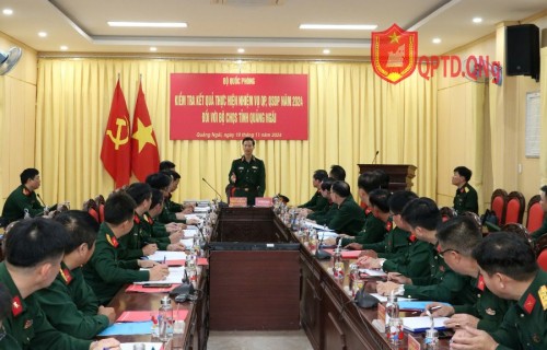 BỘ QUỐC PHÒNG KIỂM TRA TOÀN DIỆN CÔNG TÁC QUỐC PHÒNG, QUÂN SỰ  ĐỊA PHƯƠNG TẠI QUẢNG NGÃI