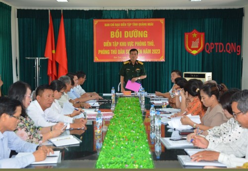 Bồi dưỡng diễn tập khu vực phòng thủ, phòng thủ dân sự năm 2023 cho huyện Sơn Tịnh.