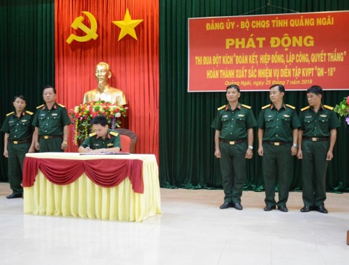Phát động thi đua đột xuất thực hiện nhiệm vụ diễn tập khu vực phòng thủ tỉnh năm 2018.