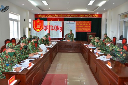 Bộ CHQS tỉnh Quảng Ngãi  tổ chức diễn tập Chỉ huy-Tham mưu 1 bên 2 cấp trên bản đồ năm 2020.